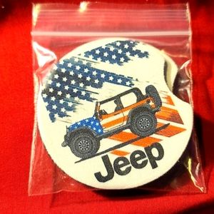 American flag Jeep car coasters 2pack new